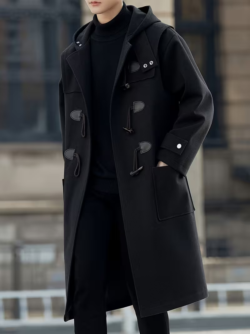 Men’s Hooded Coat with Toggle Closure