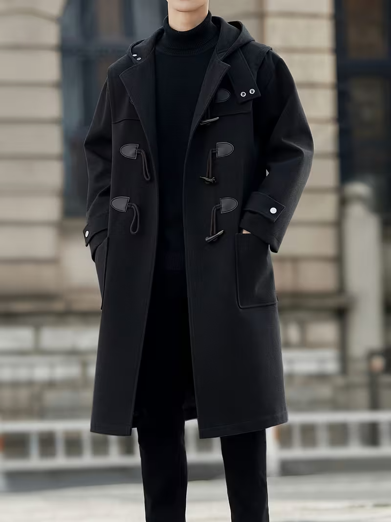 Men’s Hooded Coat with Toggle Closure