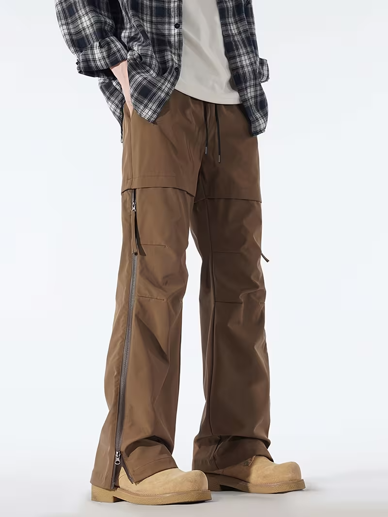 Men’s Wide-Leg Zippered Pants