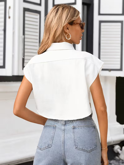 Women’s Cropped Button-Front Shirt