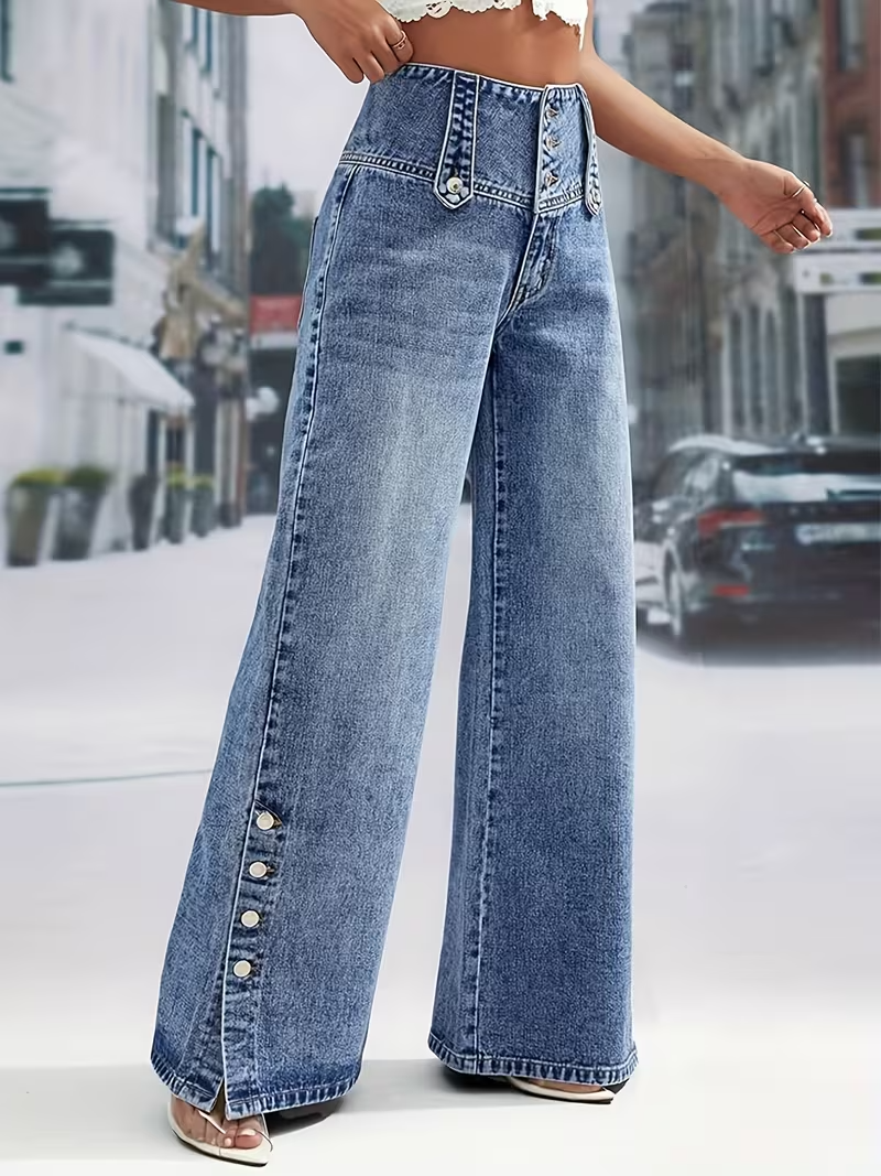 Women’s High-Waisted Buttoned Pants