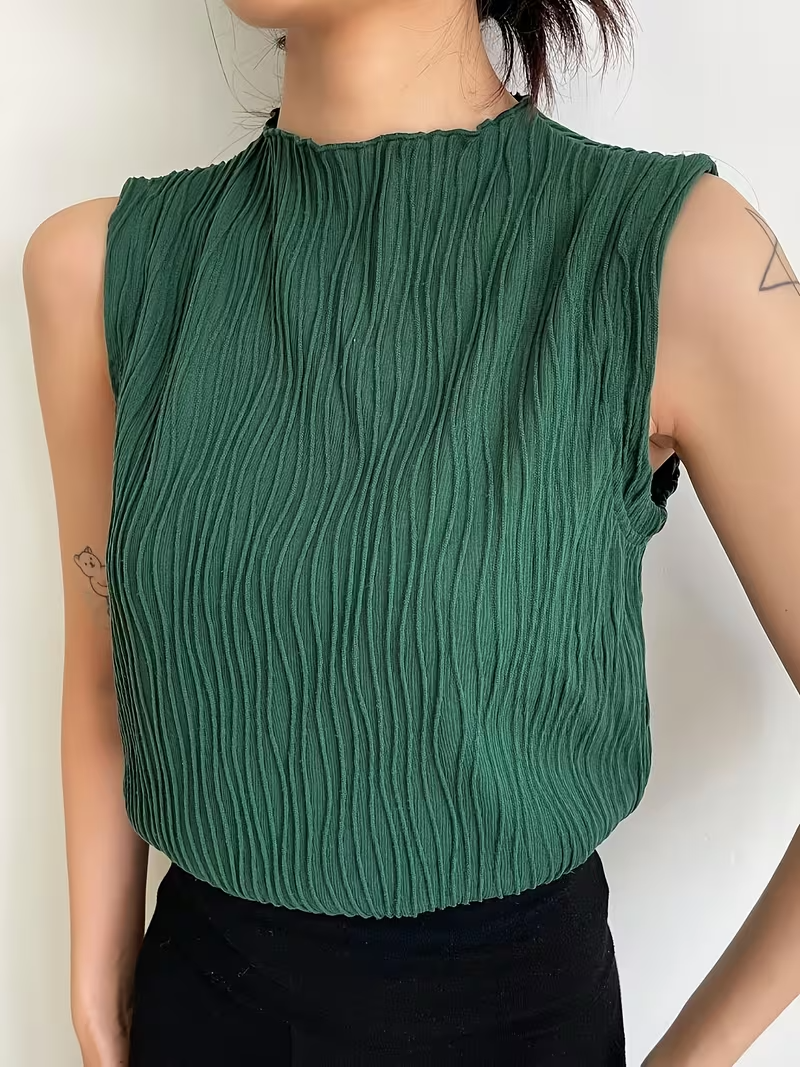 Women’s Sleeveless High-Neck Blouse