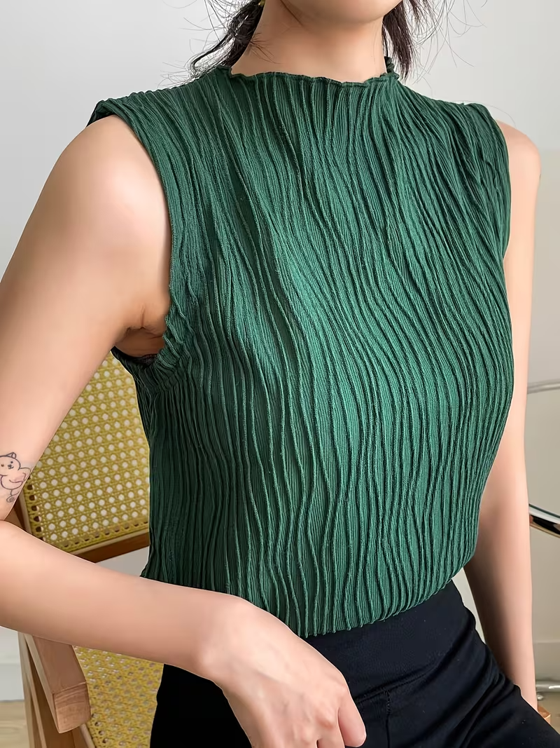Women’s Sleeveless High-Neck Blouse