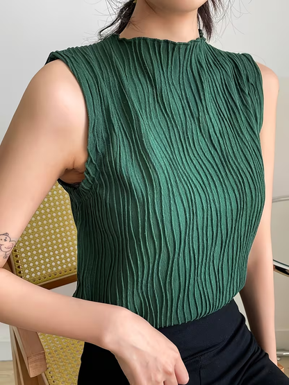 Women’s Sleeveless High-Neck Blouse