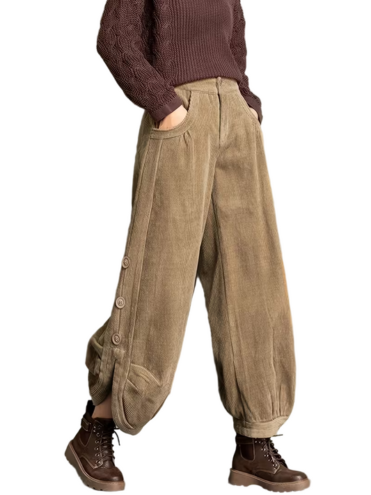 Women’s Wide-Leg Pants with Buttons