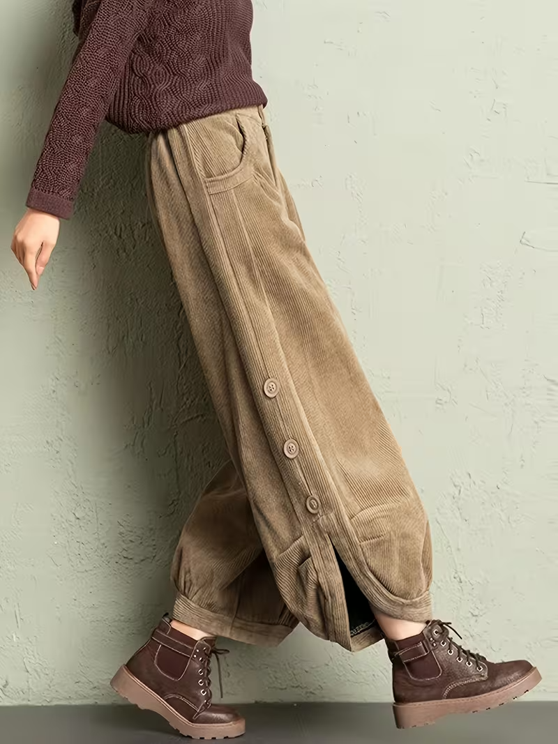 Women’s Wide-Leg Pants with Buttons