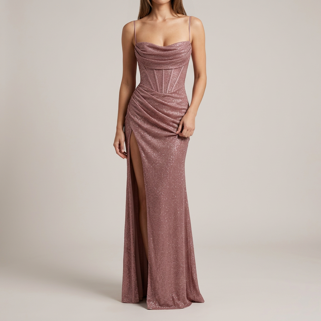 Women's Corset Sparkly Maxi Dress
